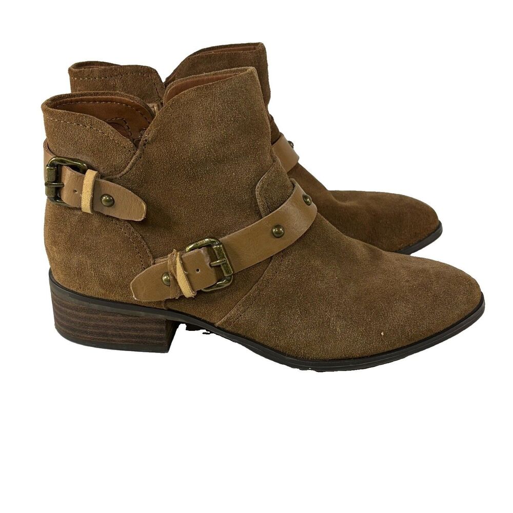 Crown Vintage Boots Womens 7.5 M Roberta Ankle Booties Brown Leather Side Zipper